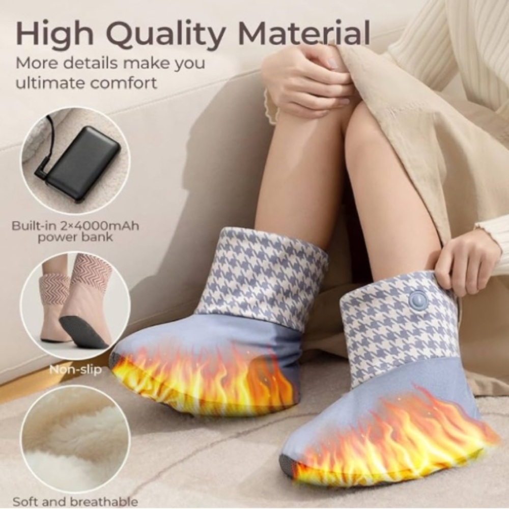 Heated Houndstooth Slippers